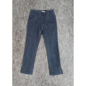 Soft Surroundings Jeans XS Blue Pull On Ankle Slit Dark Wash Skinny Denim Pants